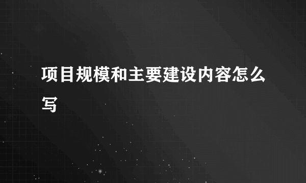 项目规模和主要建设内容怎么写