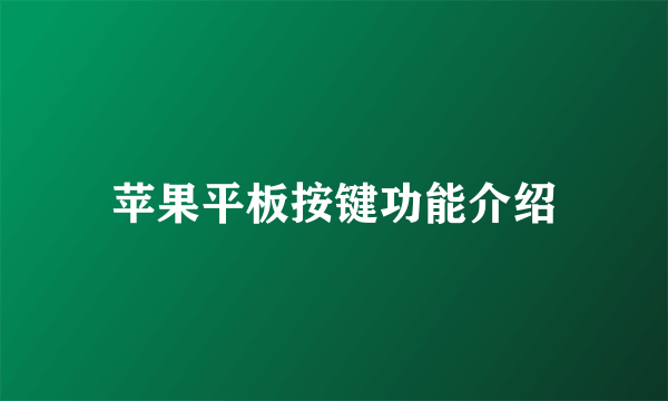 苹果平板按键功能介绍