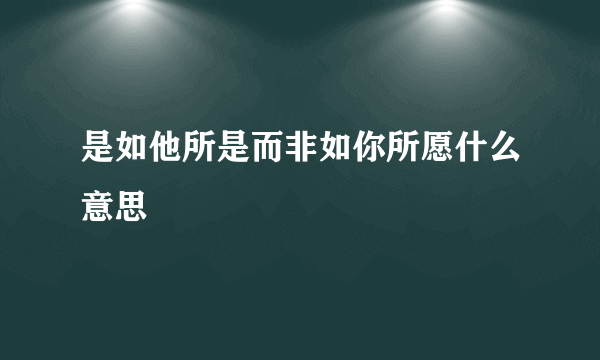 是如他所是而非如你所愿什么意思