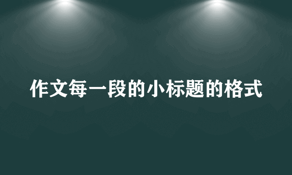 作文每一段的小标题的格式