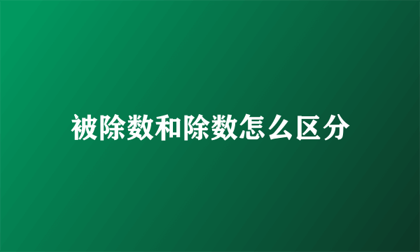 被除数和除数怎么区分