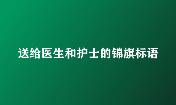 送给医生和护士的锦旗标语