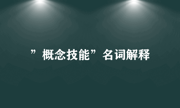 ”概念技能”名词解释