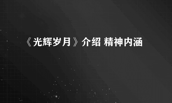《光辉岁月》介绍 精神内涵