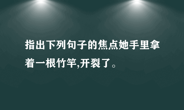 指出下列句子的焦点她手里拿着一根竹竿,开裂了。