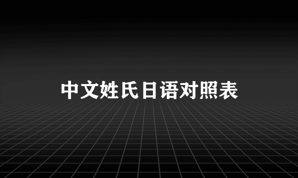 中文姓氏日语对照表