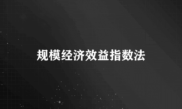 规模经济效益指数法