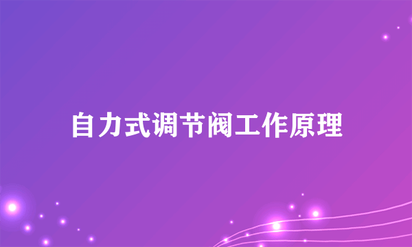 自力式调节阀工作原理