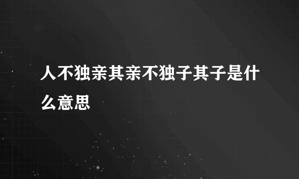 人不独亲其亲不独子其子是什么意思