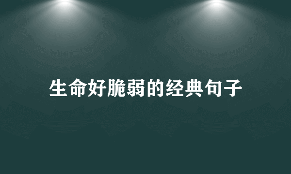 生命好脆弱的经典句子