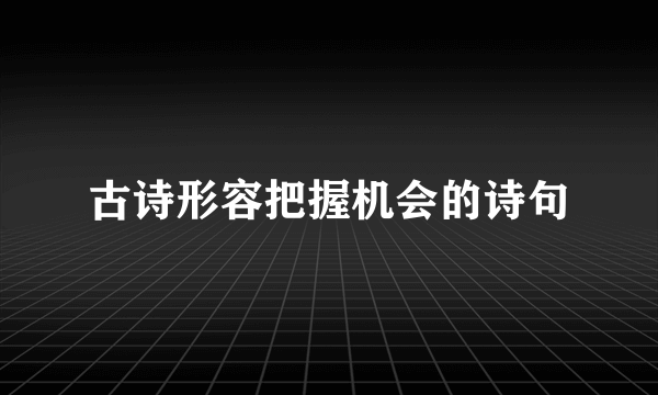 古诗形容把握机会的诗句