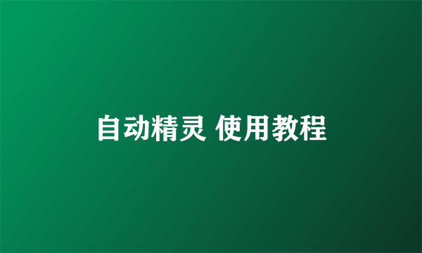 自动精灵 使用教程