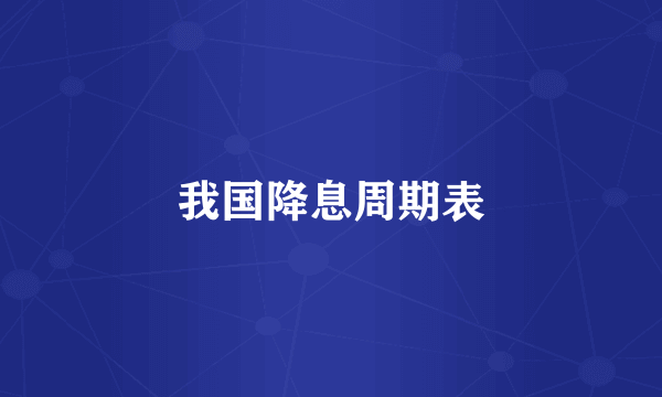 我国降息周期表