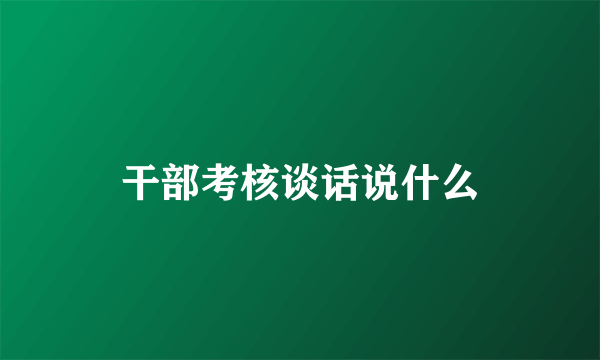 干部考核谈话说什么