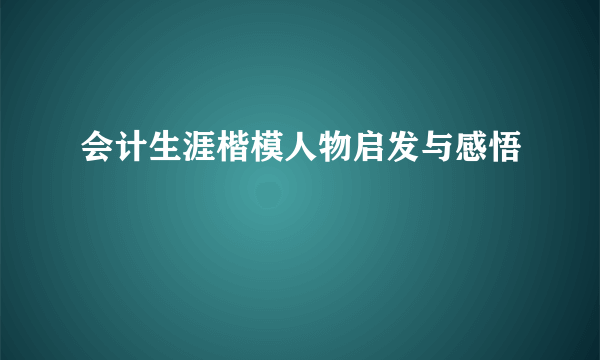 会计生涯楷模人物启发与感悟