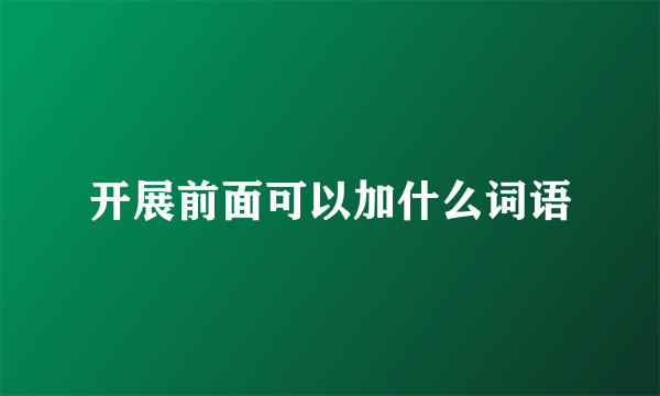 开展前面可以加什么词语