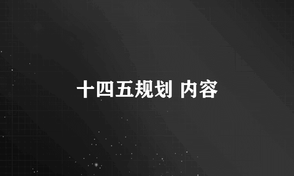 十四五规划 内容