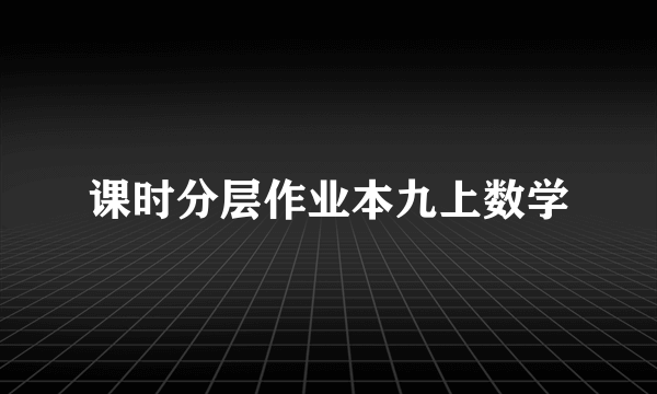 课时分层作业本九上数学