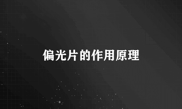 偏光片的作用原理