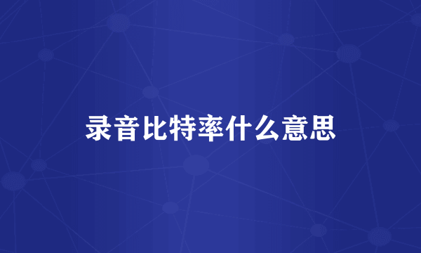 录音比特率什么意思