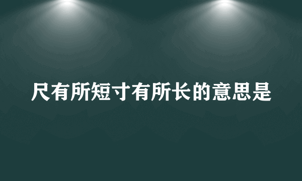 尺有所短寸有所长的意思是