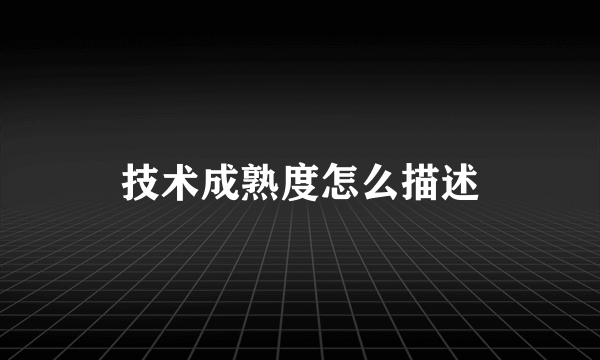 技术成熟度怎么描述