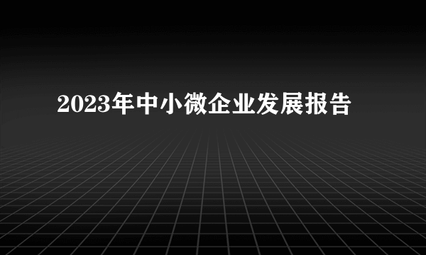 2023年中小微企业发展报告
