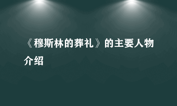 《穆斯林的葬礼》的主要人物介绍