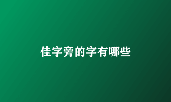 佳字旁的字有哪些