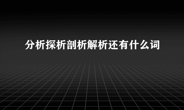 分析探析剖析解析还有什么词