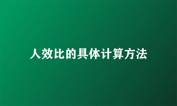 人效比的具体计算方法