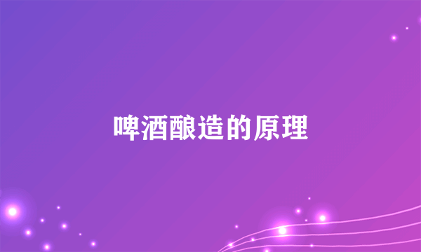 啤酒酿造的原理