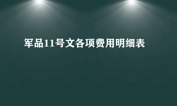 军品11号文各项费用明细表