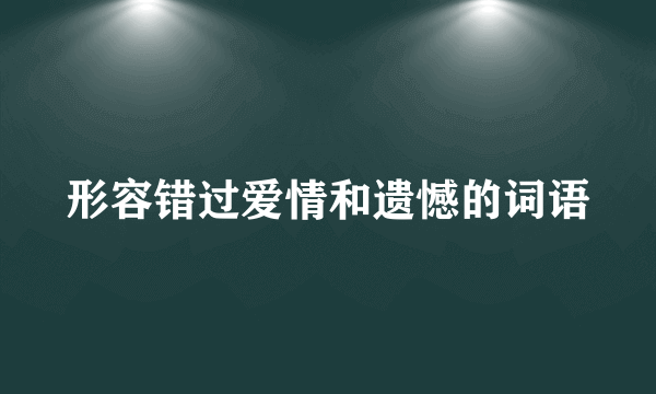 形容错过爱情和遗憾的词语