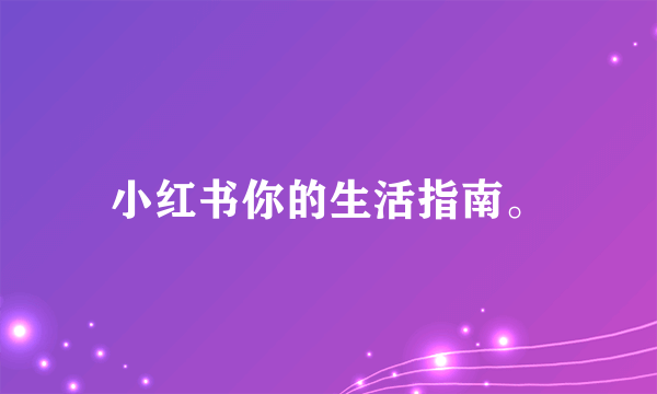 小红书你的生活指南。
