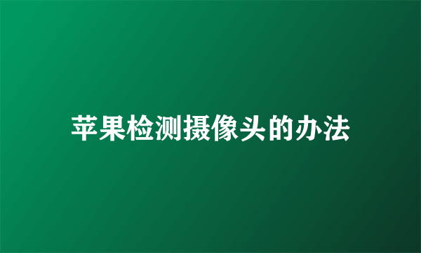 苹果检测摄像头的办法