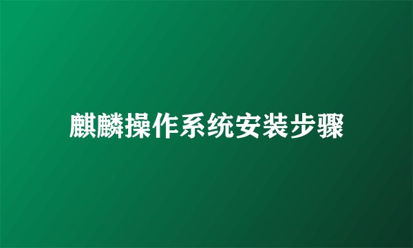 麒麟操作系统安装步骤