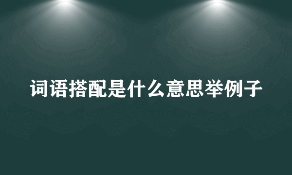 词语搭配是什么意思举例子