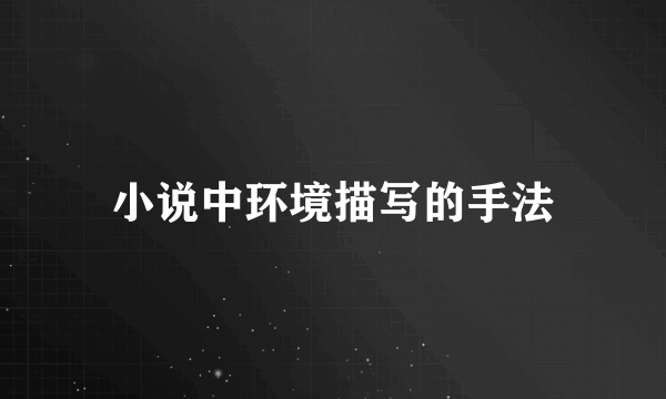 小说中环境描写的手法