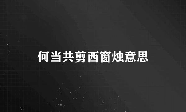 何当共剪西窗烛意思