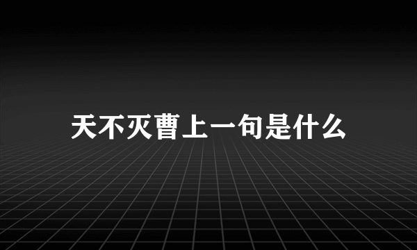 天不灭曹上一句是什么