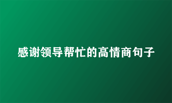 感谢领导帮忙的高情商句子