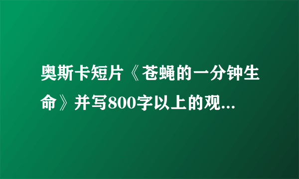 奥斯卡短片《苍蝇的一分钟生命》并写800字以上的观后感和心得