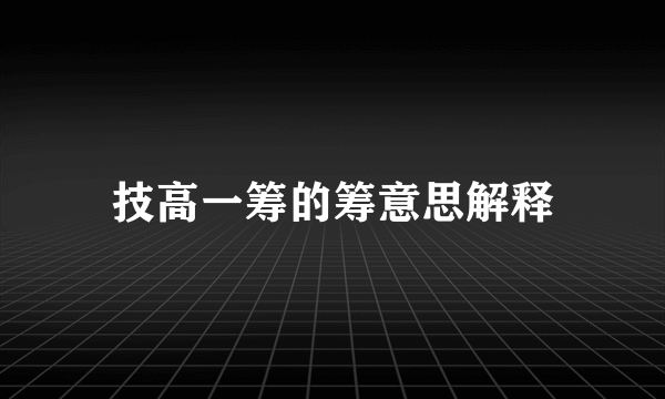 技高一筹的筹意思解释