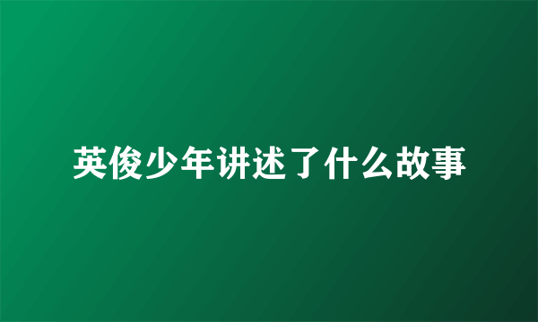 英俊少年讲述了什么故事