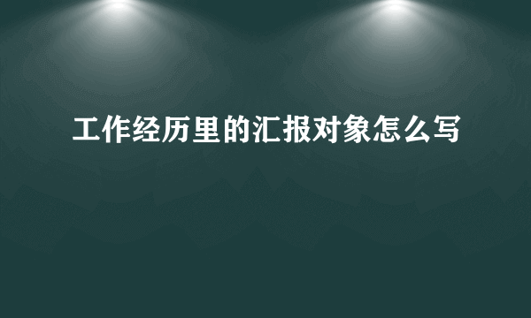 工作经历里的汇报对象怎么写