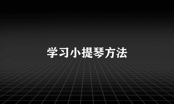 学习小提琴方法
