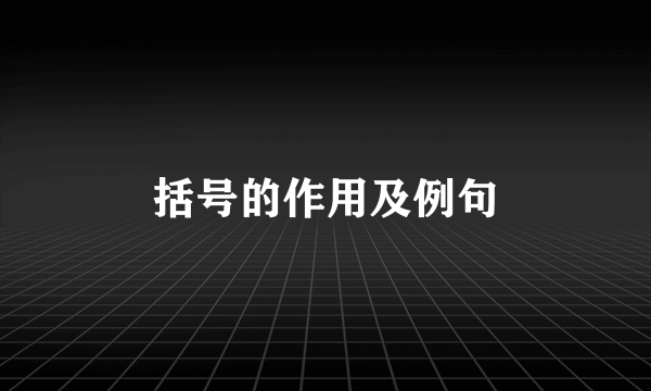 括号的作用及例句
