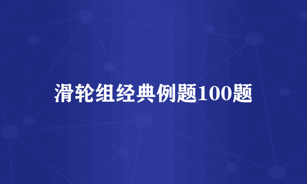 滑轮组经典例题100题