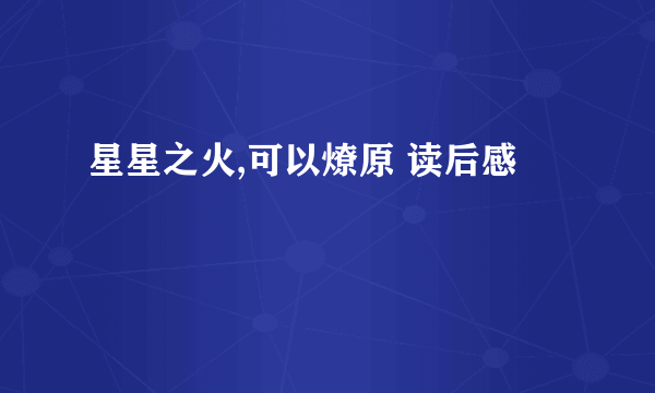 星星之火,可以燎原 读后感